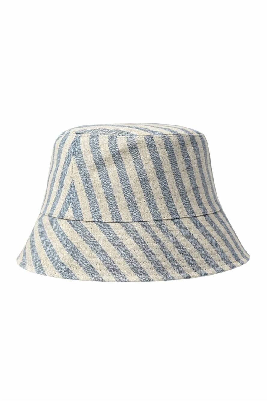 NEW BRUNELLO CUCINELLI women's striped bucket hats in classic blue and off-white